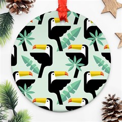 Seamless-tropical-pattern-with-birds Ornament (round)