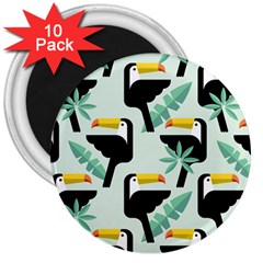 Seamless-tropical-pattern-with-birds 3  Magnets (10 Pack) 