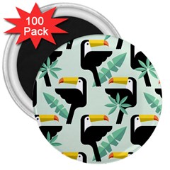 Seamless-tropical-pattern-with-birds 3  Magnets (100 Pack)