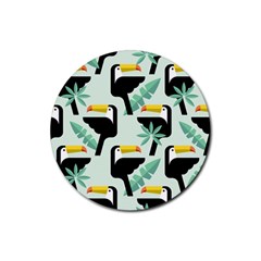 Seamless-tropical-pattern-with-birds Rubber Coaster (round)