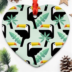 Seamless-tropical-pattern-with-birds Heart Ornament (two Sides)