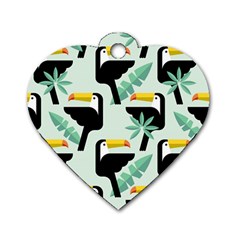 Seamless-tropical-pattern-with-birds Dog Tag Heart (two Sides)