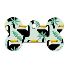 Seamless-tropical-pattern-with-birds Dog Tag Bone (two Sides)