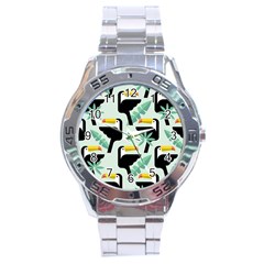 Seamless-tropical-pattern-with-birds Stainless Steel Analogue Watch