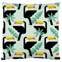 Seamless-tropical-pattern-with-birds Large Cushion Case (one Side) by Jancukart