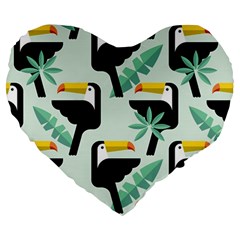 Seamless-tropical-pattern-with-birds Large 19  Premium Heart Shape Cushions by Jancukart