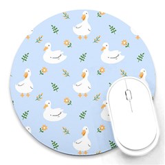 Duck-flower-seamless-pattern-background Round Mousepads by Jancukart