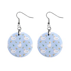 Duck-flower-seamless-pattern-background Mini Button Earrings