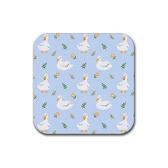 Duck-flower-seamless-pattern-background Rubber Coaster (square)