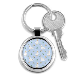 Duck-flower-seamless-pattern-background Key Chain (round)