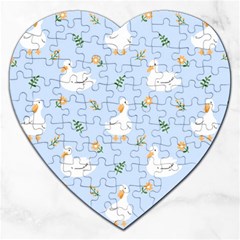 Duck-flower-seamless-pattern-background Jigsaw Puzzle (heart) by Jancukart