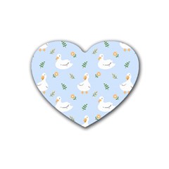 Duck-flower-seamless-pattern-background Rubber Heart Coaster (4 Pack) by Jancukart