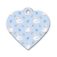 Duck-flower-seamless-pattern-background Dog Tag Heart (one Side) by Jancukart