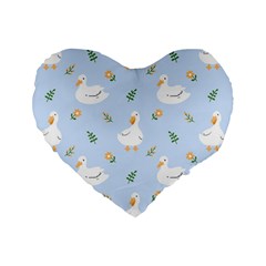 Duck-flower-seamless-pattern-background Standard 16  Premium Heart Shape Cushions