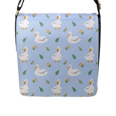 Duck-flower-seamless-pattern-background Flap Closure Messenger Bag (l) by Jancukart