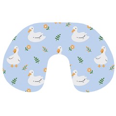 Duck-flower-seamless-pattern-background Travel Neck Pillow by Jancukart