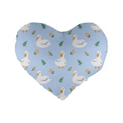 Duck-flower-seamless-pattern-background Standard 16  Premium Flano Heart Shape Cushions