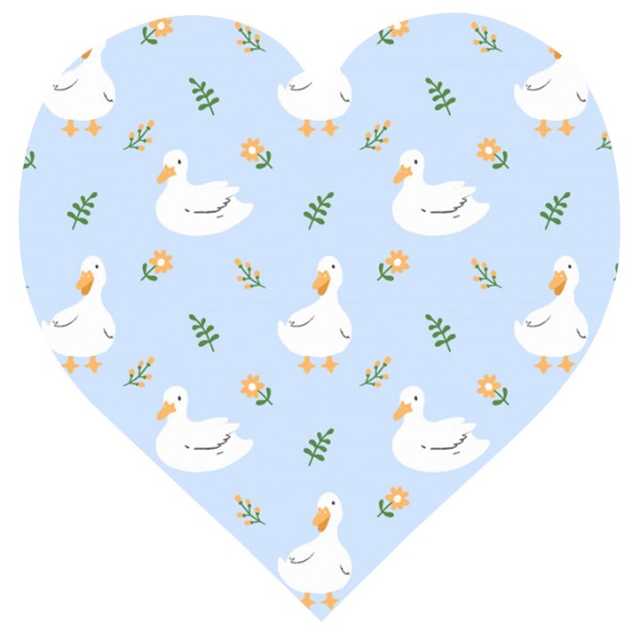 Duck-flower-seamless-pattern-background Wooden Puzzle Heart