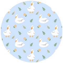 Duck-flower-seamless-pattern-background Wooden Puzzle Round