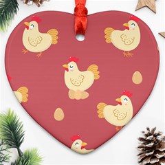 Cute-chicken-eggs-seamless-pattern Ornament (heart) by Jancukart