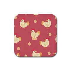 Cute-chicken-eggs-seamless-pattern Rubber Coaster (square) by Jancukart