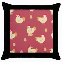 Cute-chicken-eggs-seamless-pattern Throw Pillow Case (black)