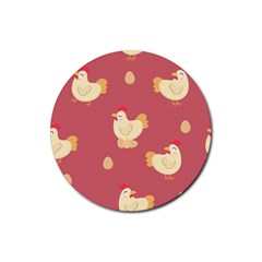 Cute-chicken-eggs-seamless-pattern Rubber Round Coaster (4 Pack) by Jancukart