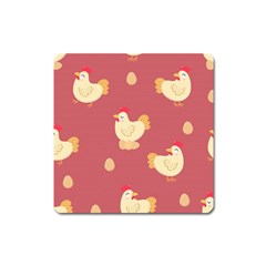 Cute-chicken-eggs-seamless-pattern Square Magnet by Jancukart