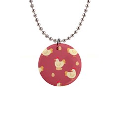 Cute-chicken-eggs-seamless-pattern 1  Button Necklace by Jancukart