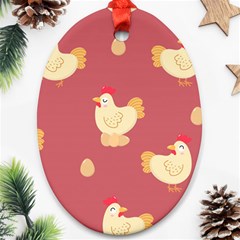 Cute-chicken-eggs-seamless-pattern Oval Ornament (two Sides) by Jancukart