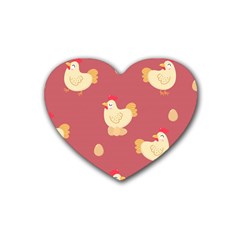 Cute-chicken-eggs-seamless-pattern Rubber Heart Coaster (4 Pack) by Jancukart