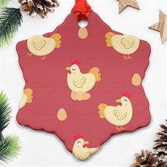 Cute-chicken-eggs-seamless-pattern Ornament (snowflake) by Jancukart