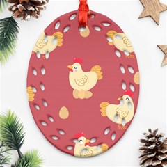 Cute-chicken-eggs-seamless-pattern Ornament (oval Filigree) by Jancukart