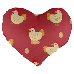 Cute-chicken-eggs-seamless-pattern Large 19  Premium Heart Shape Cushions