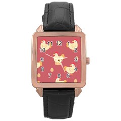 Cute-chicken-eggs-seamless-pattern Rose Gold Leather Watch  by Jancukart