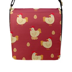 Cute-chicken-eggs-seamless-pattern Flap Closure Messenger Bag (l) by Jancukart