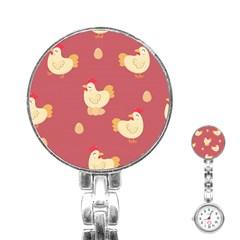 Cute-chicken-eggs-seamless-pattern Stainless Steel Nurses Watch by Jancukart