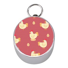 Cute-chicken-eggs-seamless-pattern Mini Silver Compasses by Jancukart