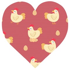 Cute-chicken-eggs-seamless-pattern Wooden Puzzle Heart by Jancukart