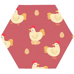 Cute-chicken-eggs-seamless-pattern Wooden Puzzle Hexagon by Jancukart