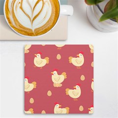 Cute-chicken-eggs-seamless-pattern Uv Print Square Tile Coaster  by Jancukart