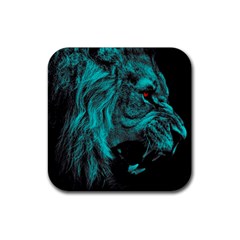 Angry Male Lion Predator Carnivore Rubber Coaster (square) by Jancukart