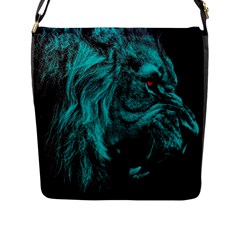 Angry Male Lion Predator Carnivore Flap Closure Messenger Bag (l)