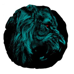 Angry Male Lion Predator Carnivore Large 18  Premium Flano Round Cushions by Jancukart