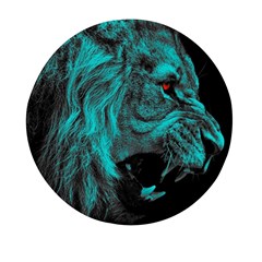 Angry Male Lion Predator Carnivore Mini Round Pill Box