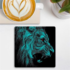 Angry Male Lion Predator Carnivore Uv Print Square Tile Coaster  by Jancukart