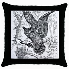 Owl-animals-wild-jungle-nature Throw Pillow Case (black)