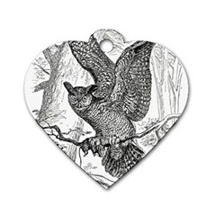 Owl-animals-wild-jungle-nature Dog Tag Heart (one Side)