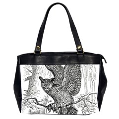 Owl-animals-wild-jungle-nature Oversize Office Handbag (2 Sides) by Jancukart