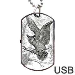 Owl-animals-wild-jungle-nature Dog Tag Usb Flash (two Sides)